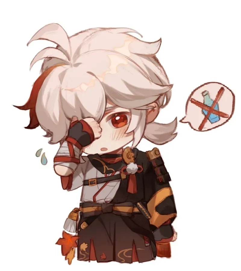 Gambar Kazuha chibi nét vẽ anime đáng yêu tải ngay