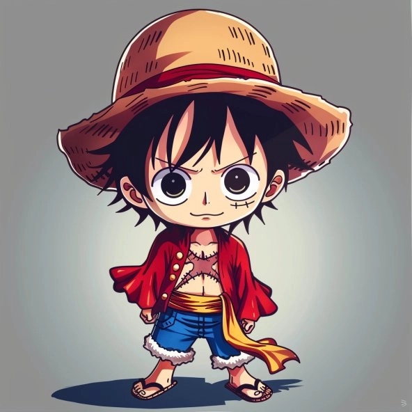 Hình Luffy chibi cute nét vẽ ngộ nghĩnh dễ thương 