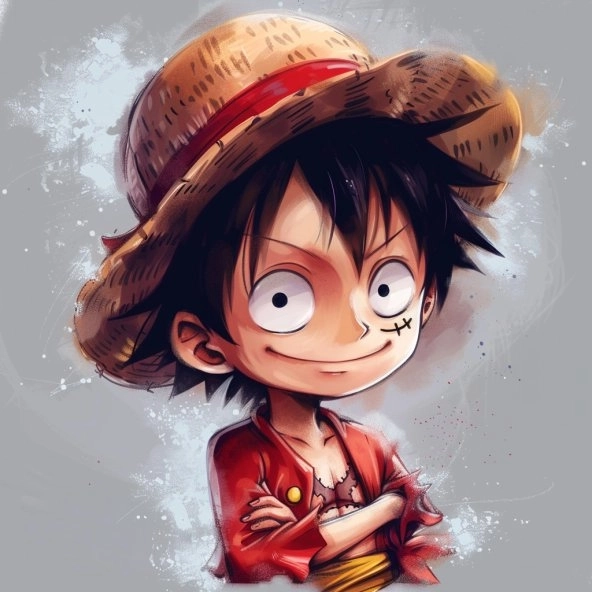 Ảnh Luffy Gear 5 chibi nét vẽ vui nhộn đáng yêu 