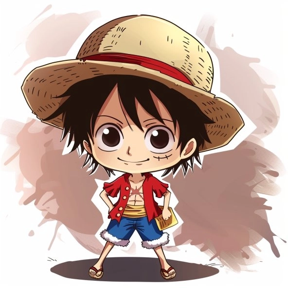 Luffy chibi nét vẽ dễ thương phong cách đáng yêu 