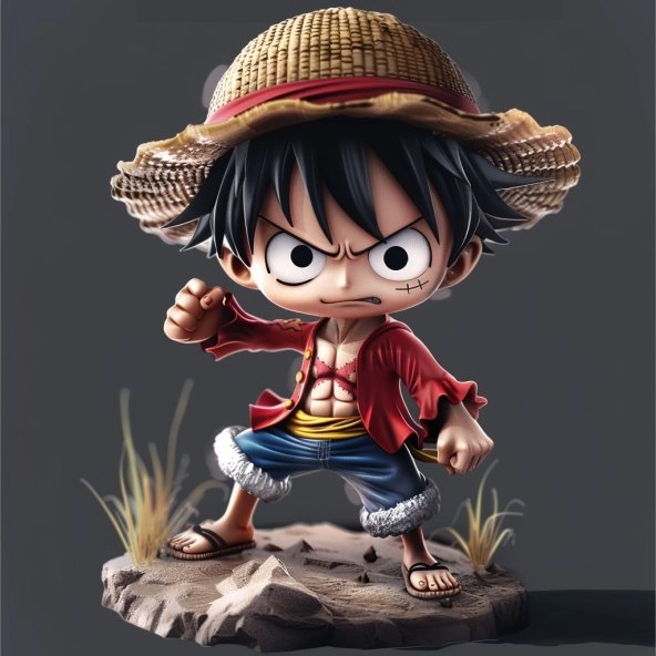 Luffy Gear 5 Nika chibi phong cách vui nhộn 