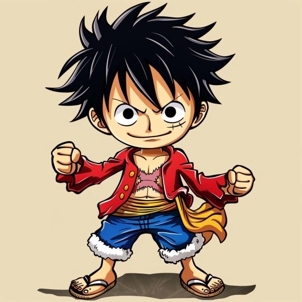 One Piece chibi Luffy phong cách dễ thương 