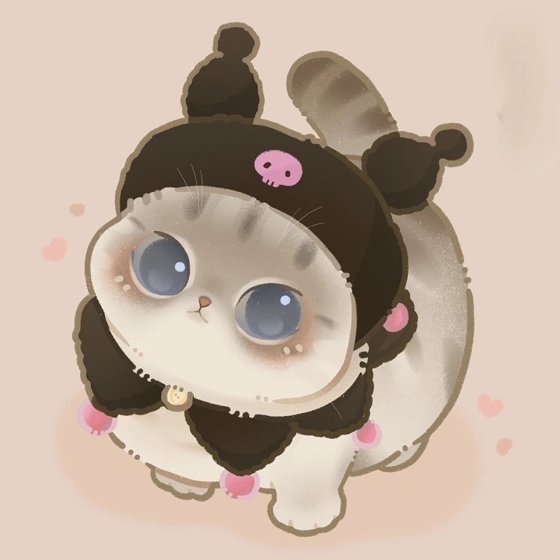 Mèo con chibi nét vẽ dễ thương phong cách kawaii 