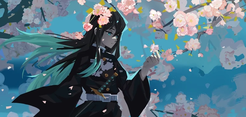 Ảnh Muichirou chibi tràn ngập trên Pinterest và Redbubble