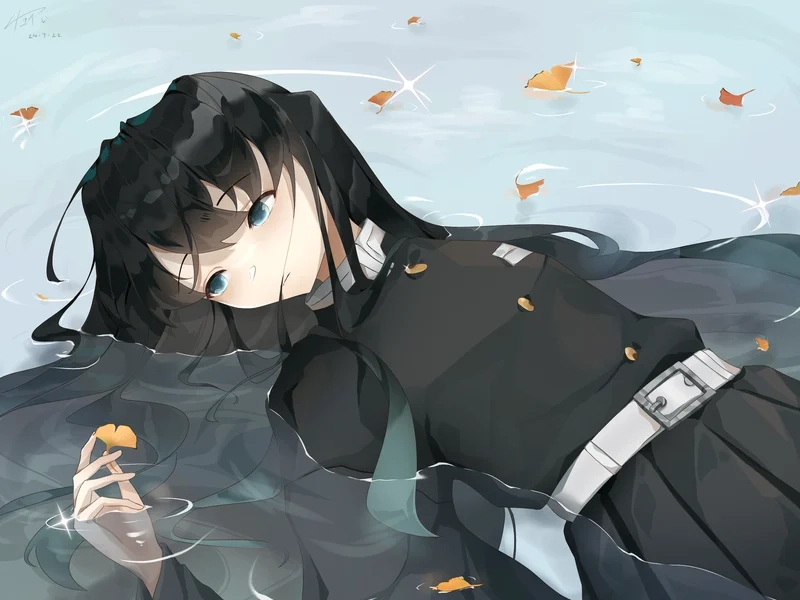 Muichirou chibi dễ vẽ với tóc xanh và khuôn mặt tròn đơn giản