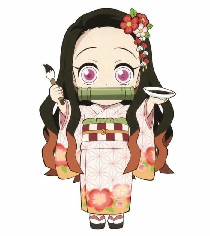 Nezuko chibi dễ vẽ phong cách đơn giản đáng yêu 