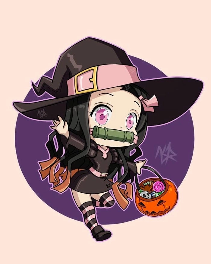 Ảnh Nezuko chibi phong cách dễ thương vui nhộn 
