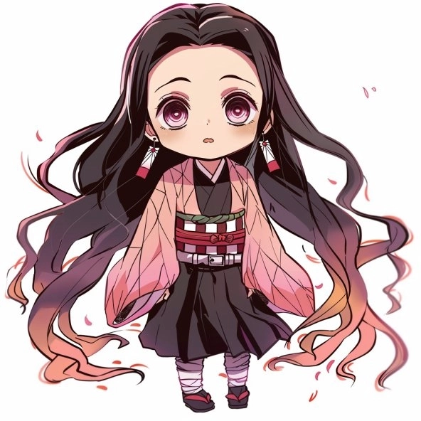 Nezuko chibi nhảy múa nét vẽ năng động vui nhộn 