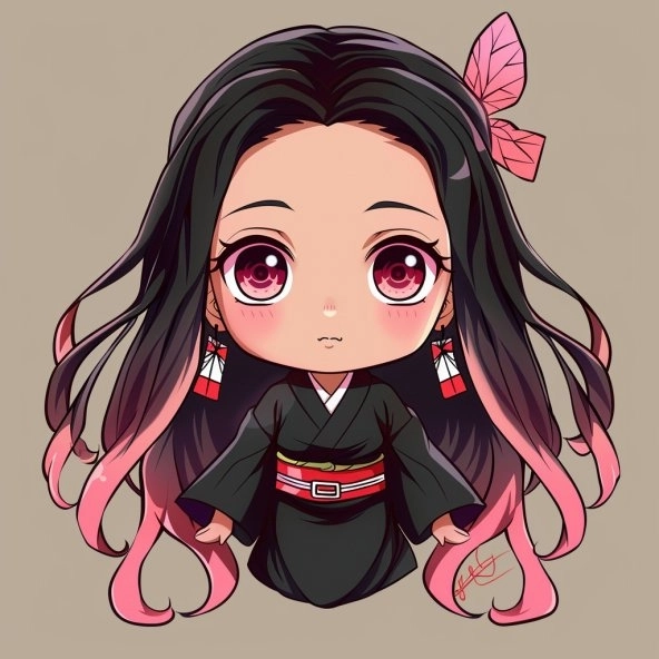 Nezuko chibi để tô màu phong cách dễ thương 
