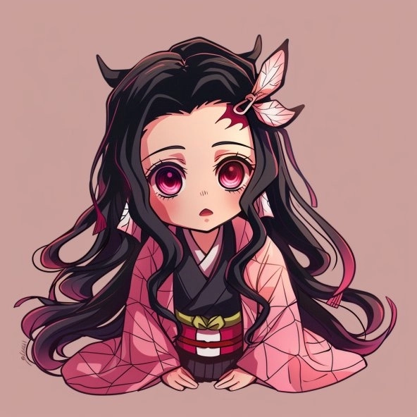 Nezuko chibi cute tranh tô màu anime dễ thương 
