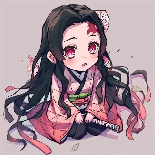 Nezuko chibi nét vẽ dễ thương phong cách vui nhộn 