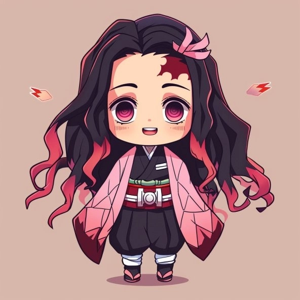 Sticker Nezuko chibi phong cách ngộ nghĩnh vui nhộn 