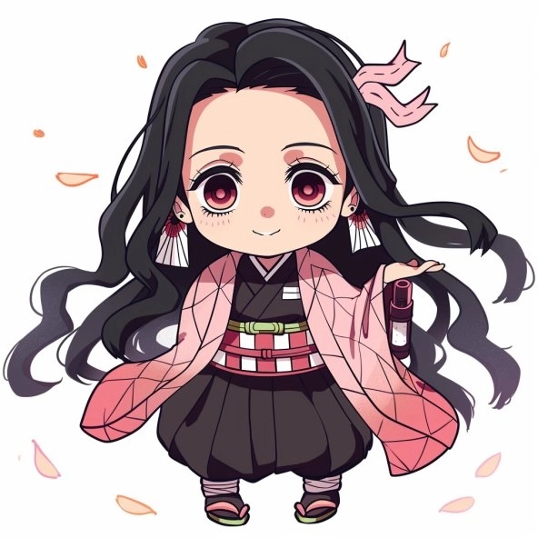 Cute anime Nezuko chibi thần thái ngộ nghĩnh 