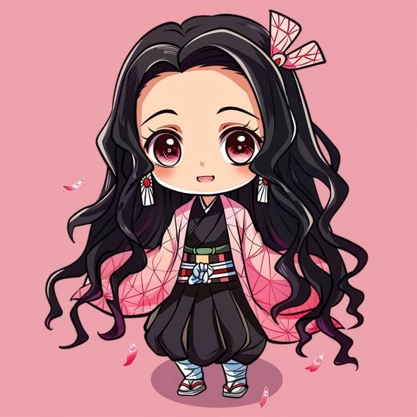 Hình vẽ Nezuko chibi phong cách dễ thương vui nhộn 