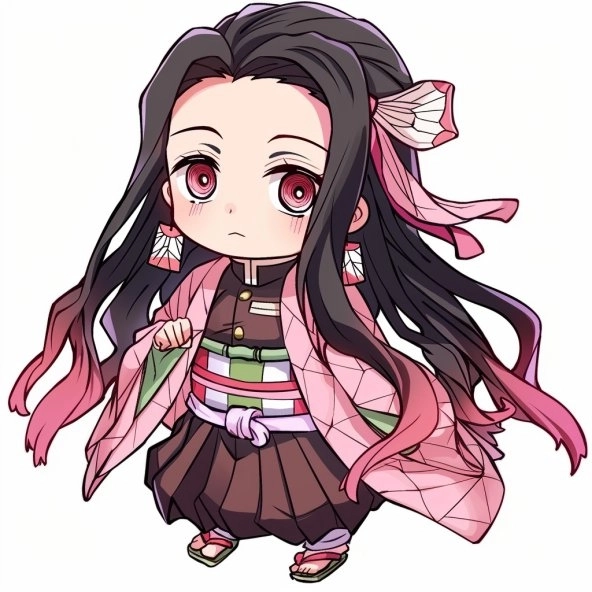 Nezuko chibi anime phong cách Nhật Bản đáng yêu 