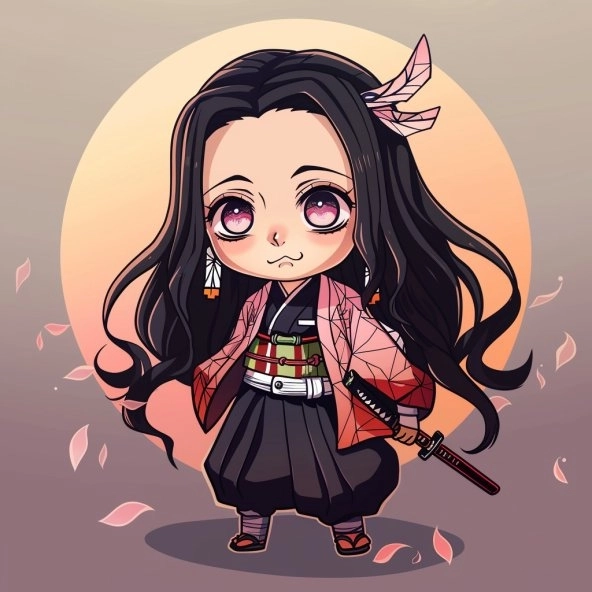 Hình vẽ Nezuko chibi nét vẽ ngộ nghĩnh đáng yêu 
