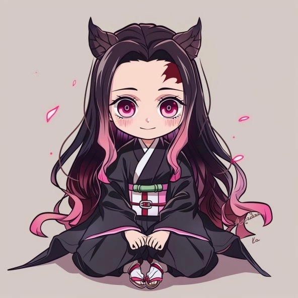 Hình Nezuko chibi cute thần thái vui nhộn 