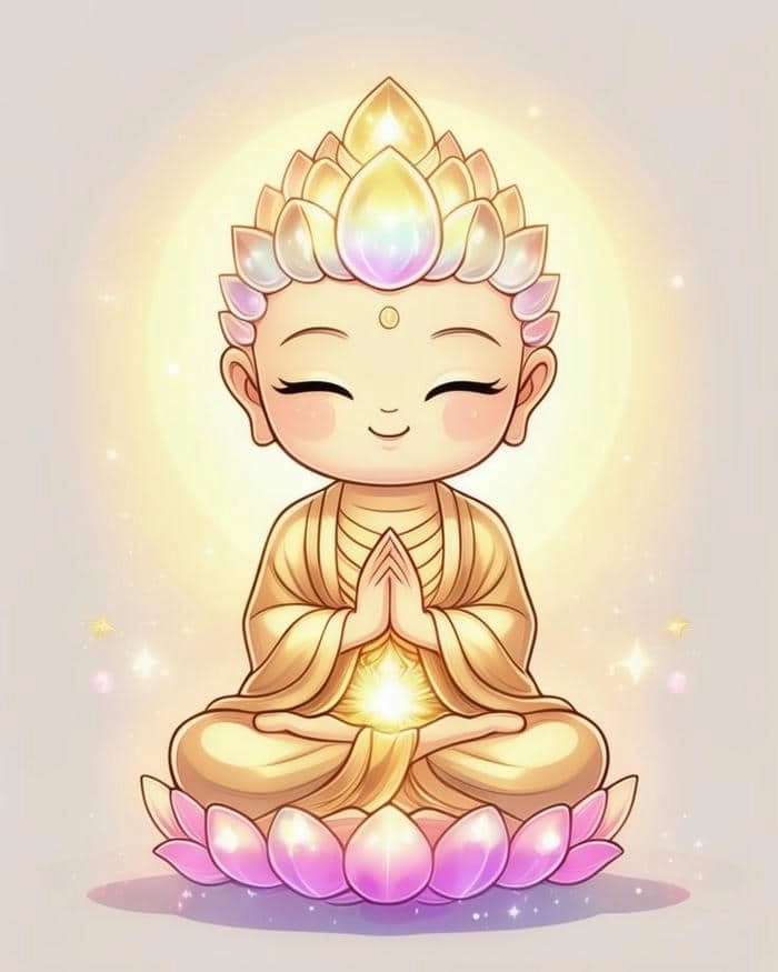 Đức Phật chibi nét vẽ thanh tịnh dễ thương 