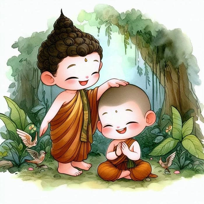 Tranh Phật chibi phong cách an lành ngộ nghĩnh 