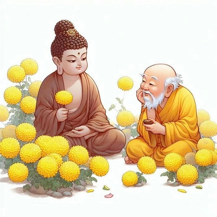 Hình ảnh Phật chibi nét vẽ dễ thương an lành 