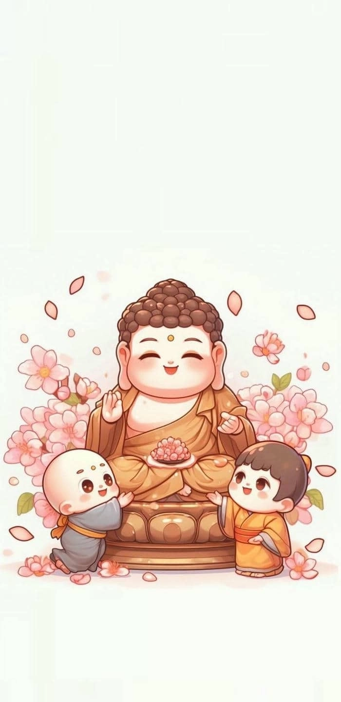 Ảnh Phật chibi nét vẽ ngộ nghĩnh an lành 