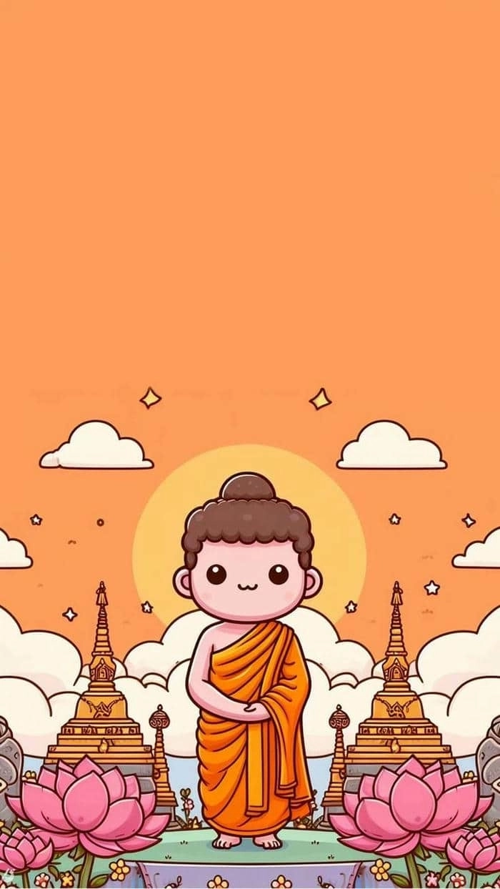 Phật giáo chibi phong cách minh họa dễ thương 