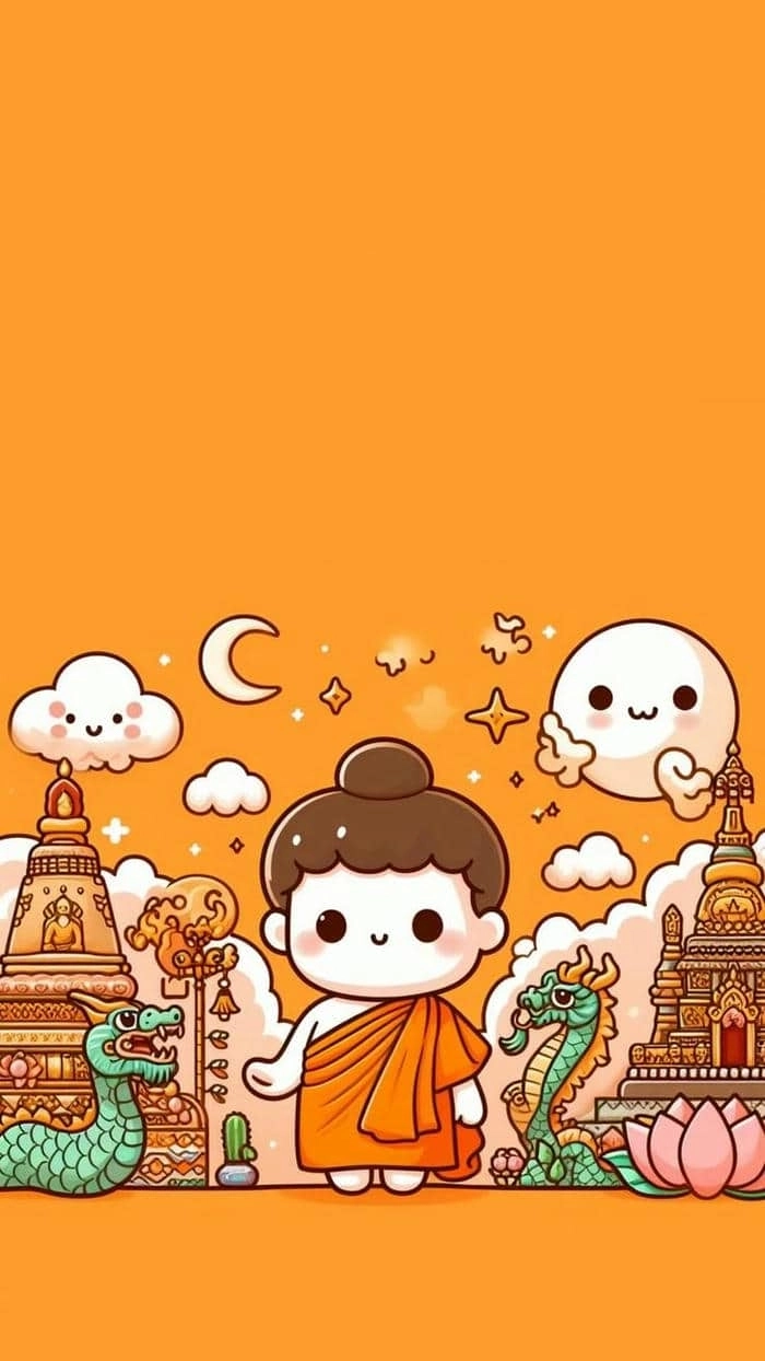 Hình Đức Phật chibi thần thái thanh tịnh đáng yêu 