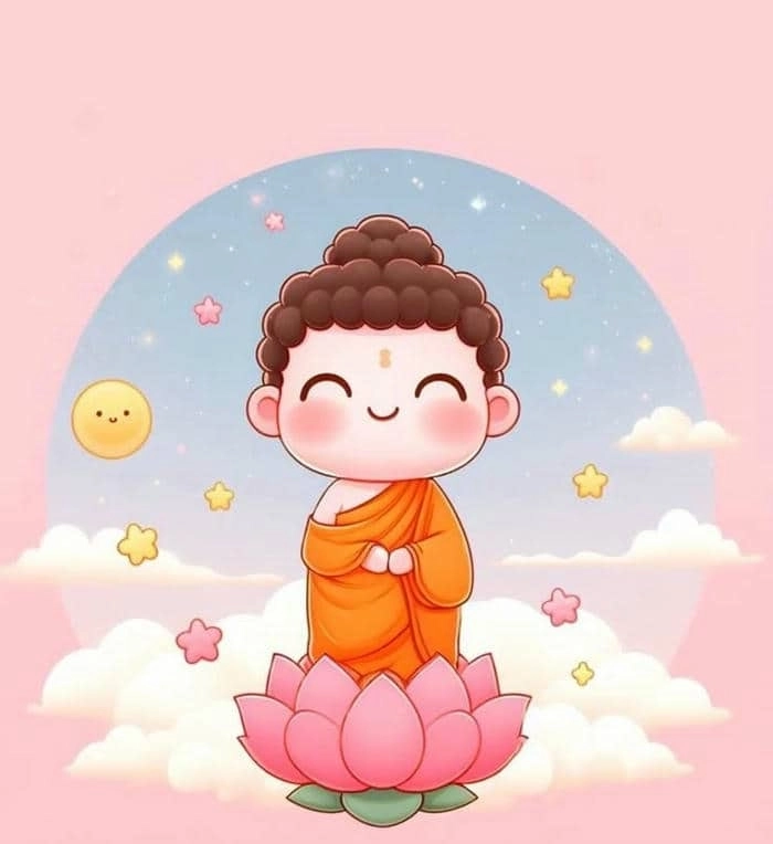 Nam Mô A Di Đà Phật chibi phong cách thanh tịnh dễ thương 