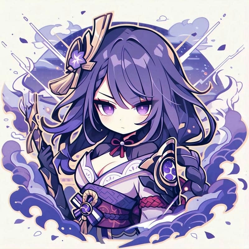 Raiden Shogun chibi sticker dán ngay thêm dễ thương