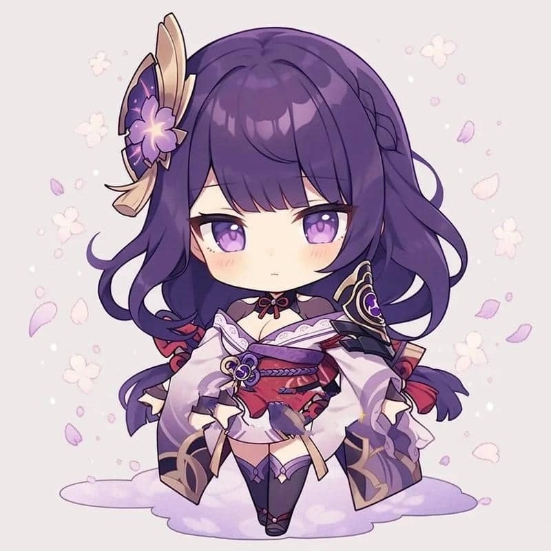 Raiden Shogun chibi art nét vẽ nghệ thuật đẹp mắt