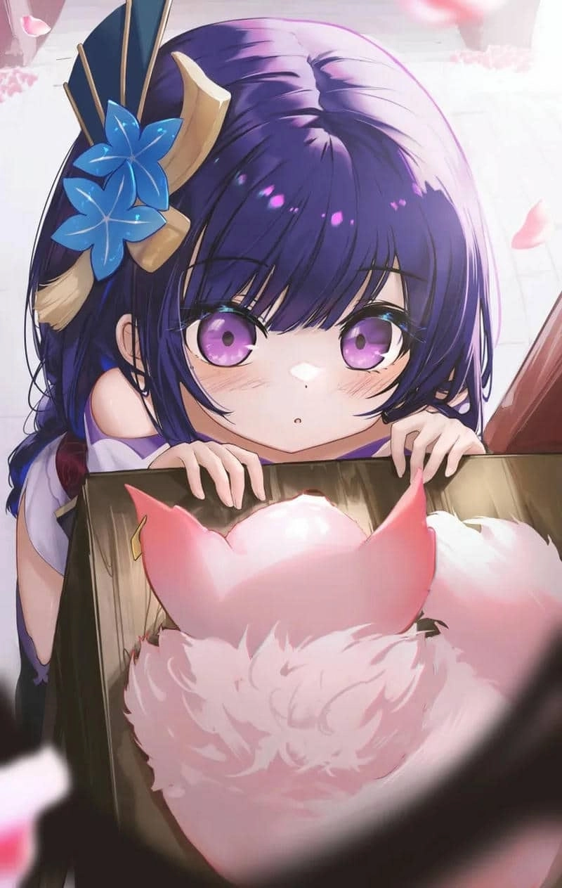 Raiden Shogun chibi gif hình động vui nhộn tải ngay