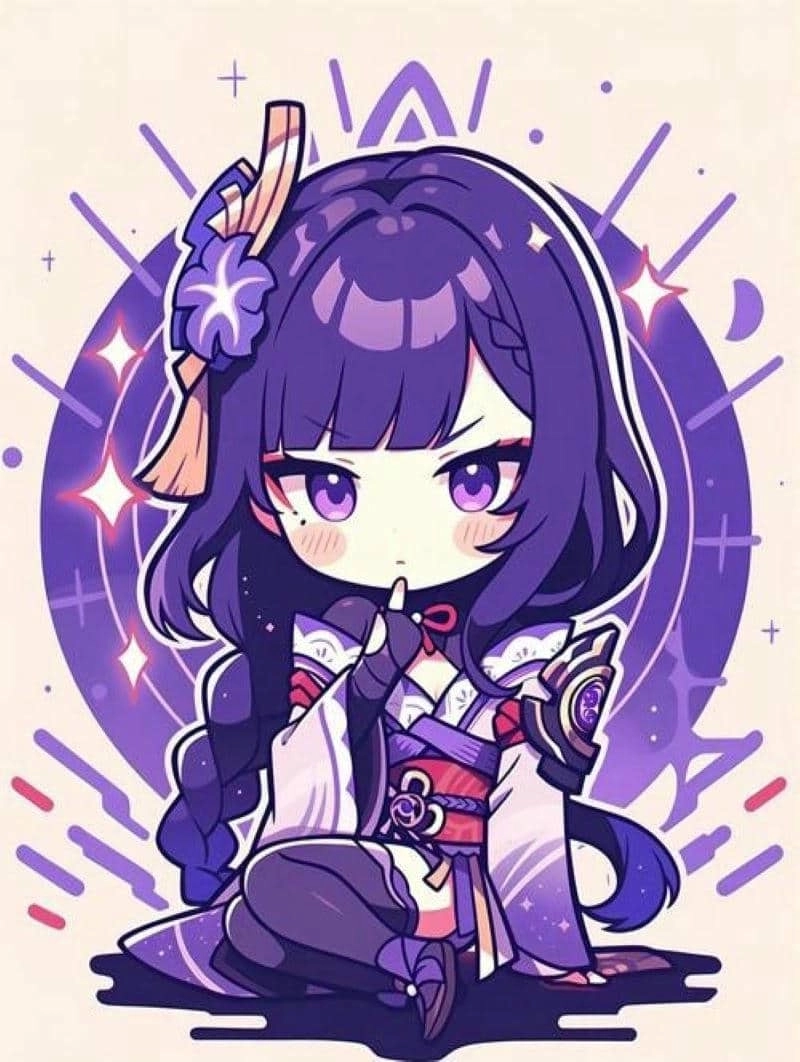 Raiden Shogun chibi png hình ảnh chất lượng cao