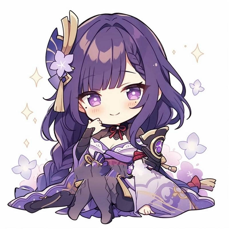 Chibi Raiden Shogun crying biểu cảm buồn dễ thương