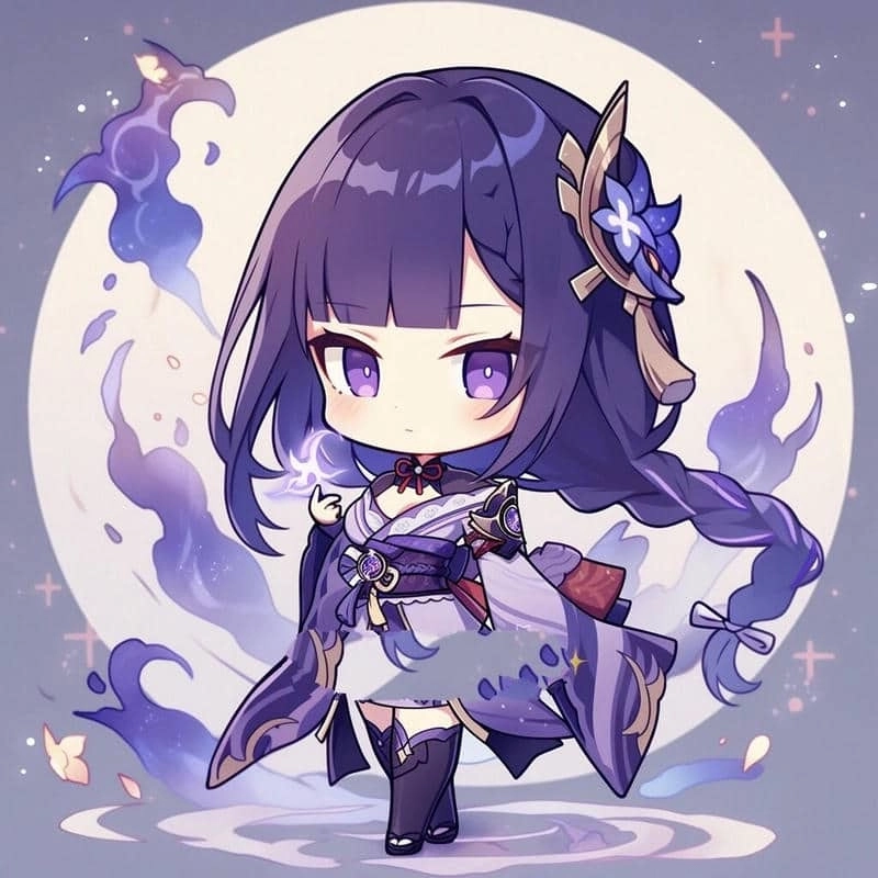 Raiden Shogun chibi nét vẽ anime siêu cute tải ngay