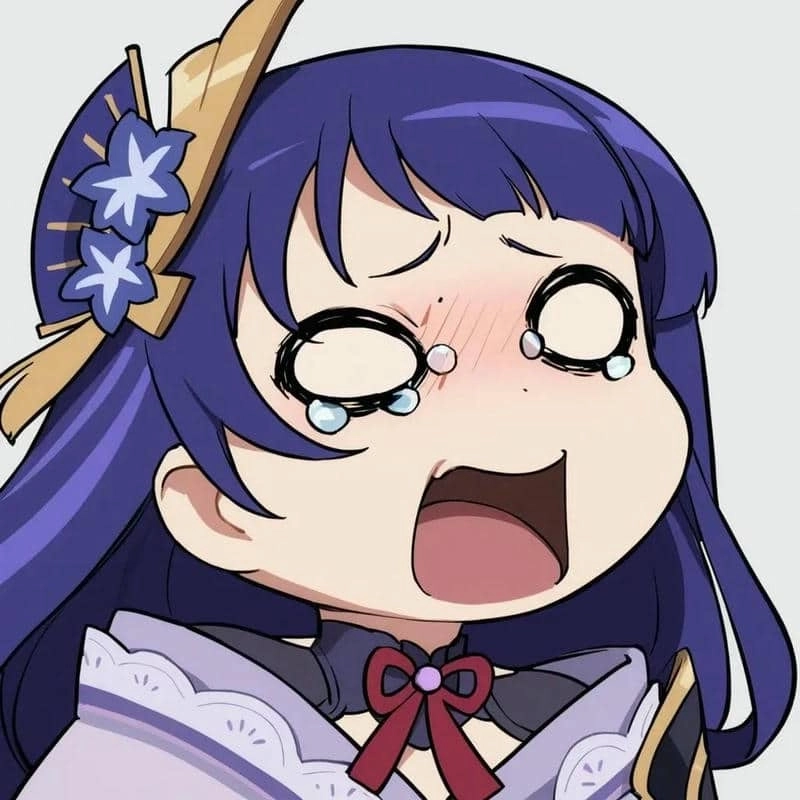 Raiden Shogun chibi cry biểu cảm buồn siêu cute