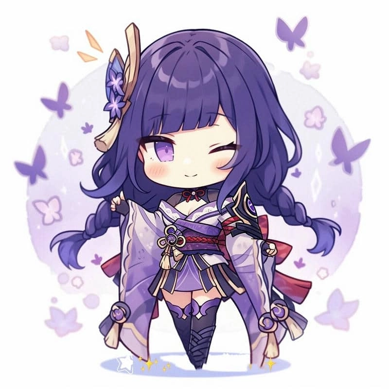 Ảnh chibi Raiden Shogun tải ngay làm hình nền cute