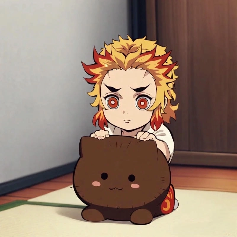 Vẽ Rengoku ngầu với tư thế chiến đấu và thanh kiếm rực lửa