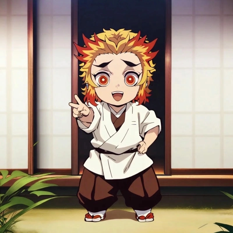 Ảnh Rengoku chibi tràn ngập trên Pinterest và Redbubble