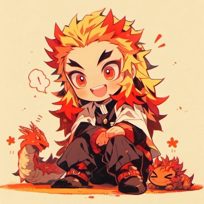 Cách vẽ Rengoku chibi bắt đầu từ khuôn mặt tròn và tóc lửa