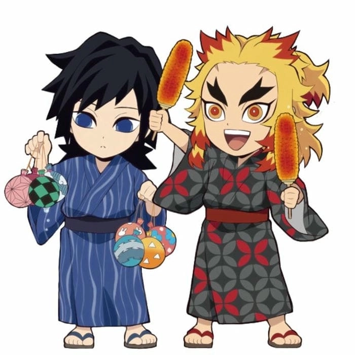 Cute Rengoku chibi với nụ cười ấm áp như ánh nắng