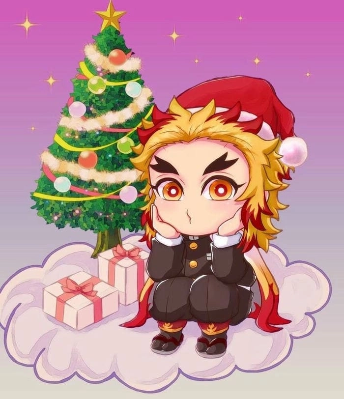 Rengoku chibi eating hô “Umai!” với bento siêu đáng yêu