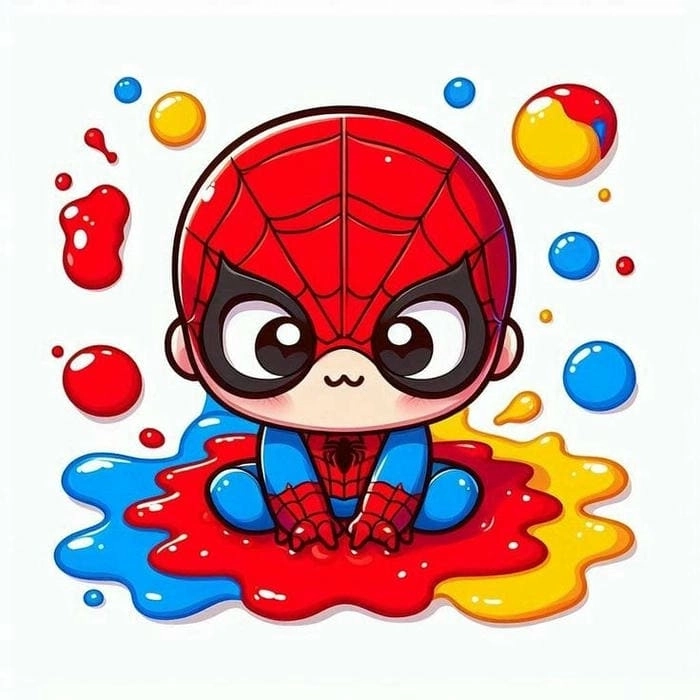 Spider Man chibi sticker phong cách vui nhộn dễ thương 