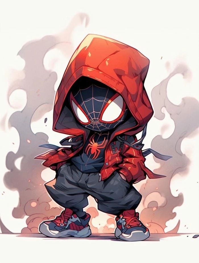 Chibi Spider Man Deadpool tình bạn hài hước dễ thương 
