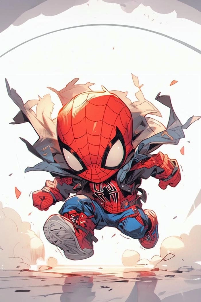 Chibi Spider Man upside down phong cách ngộ nghĩnh 
