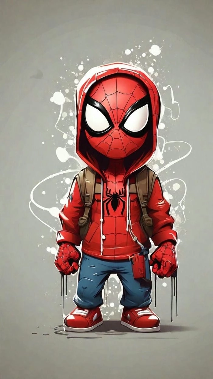 Chibi SpiderMan drawings nét vẽ dễ thương vui nhộn 