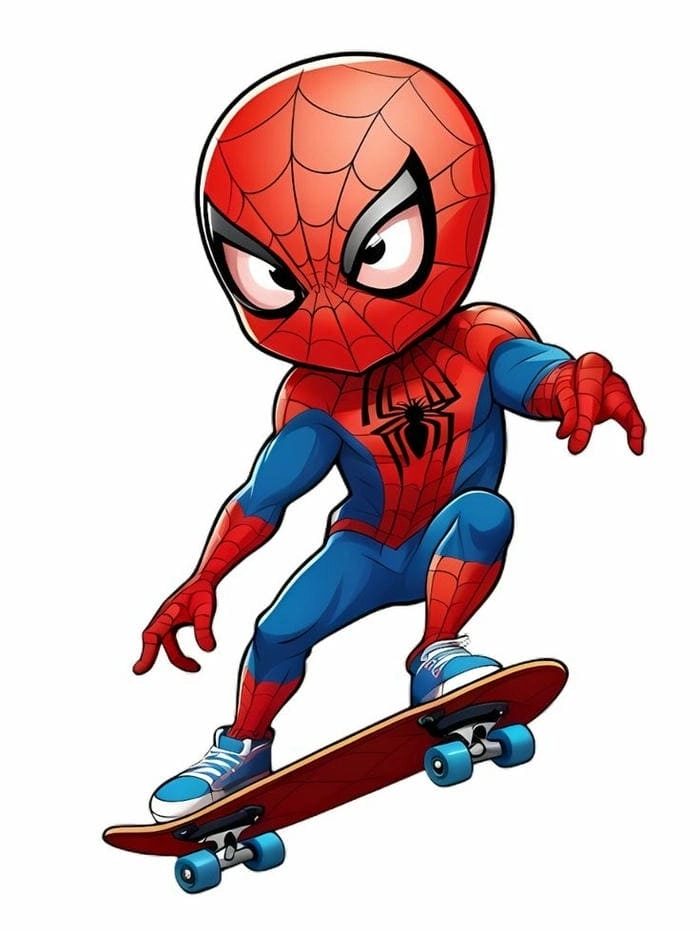 Tô màu Spider Man chibi tranh phong cách vui nhộn 