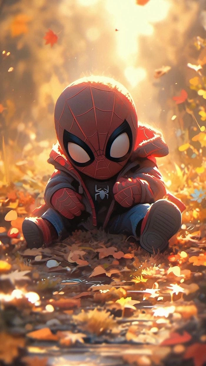 Hình nền Spider Man chibi cho điện thoại dễ thương 