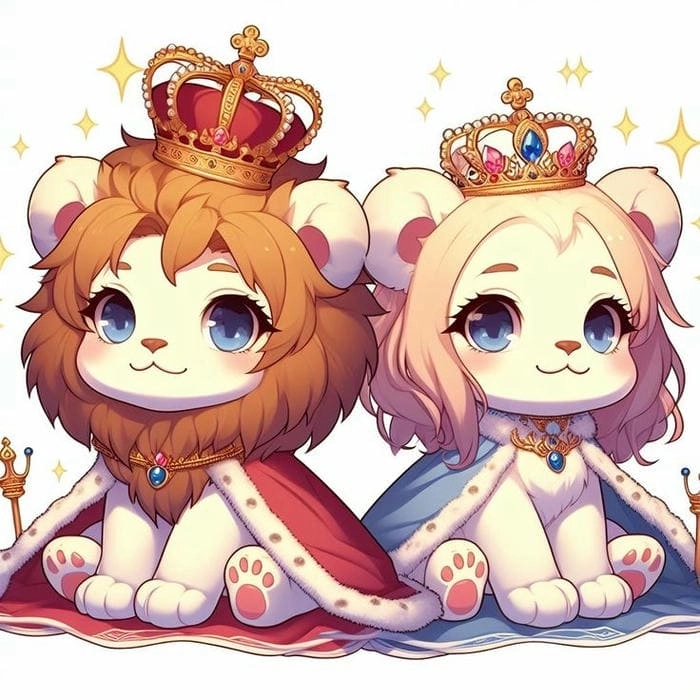 Con sư tử chibi thần thái vui nhộn phong cách đáng yêu 