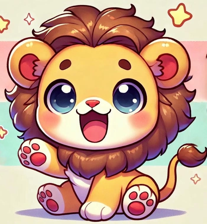 Chibi sư tử nét vẽ dễ thương phong cách ngộ nghĩnh 