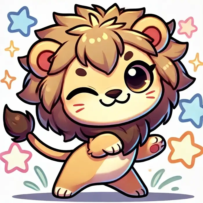 Sư tử chibi cute phong cách ngộ nghĩnh dễ thương 